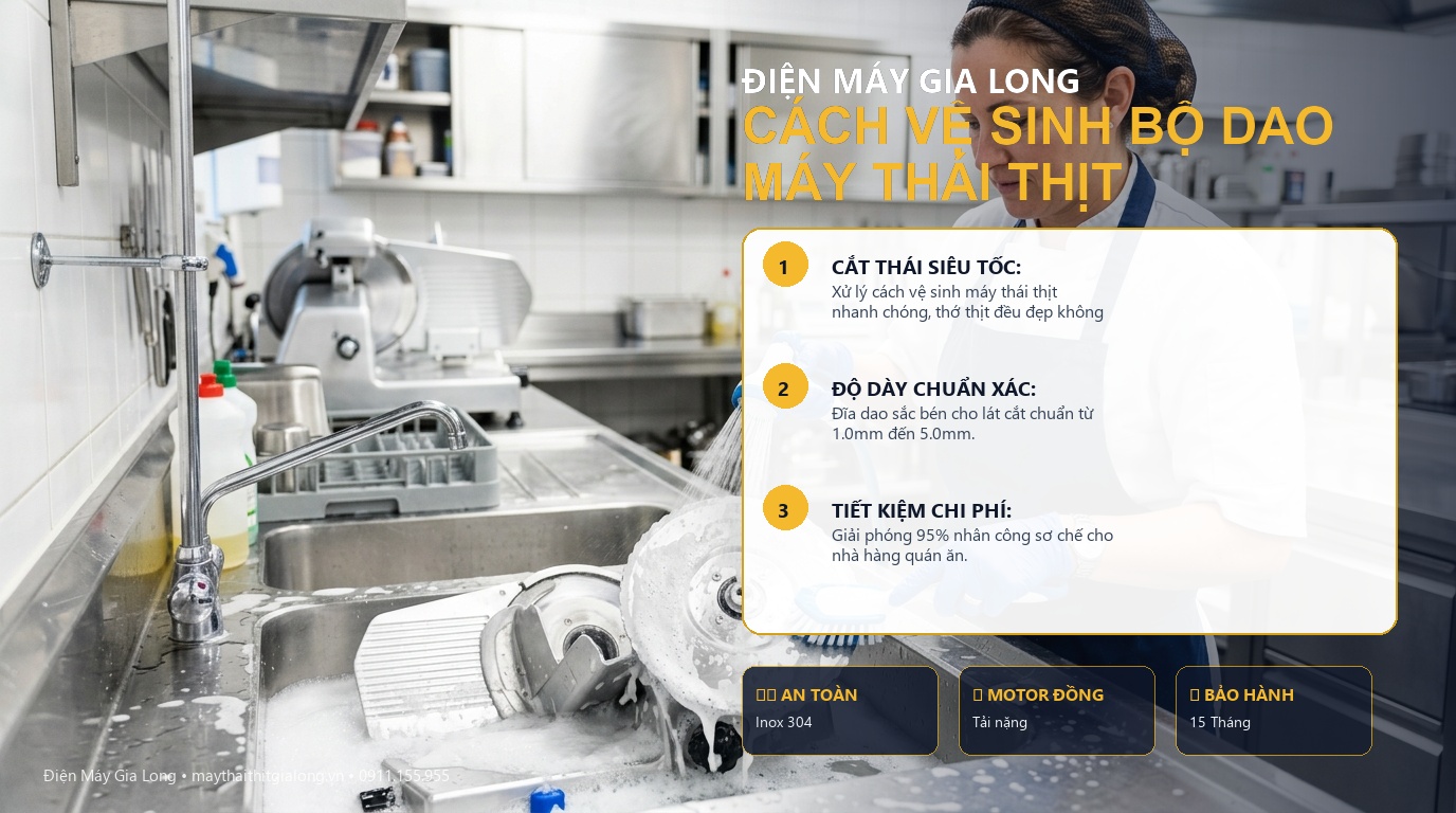 cách vệ sinh máy thái thịt chinh hang gia long