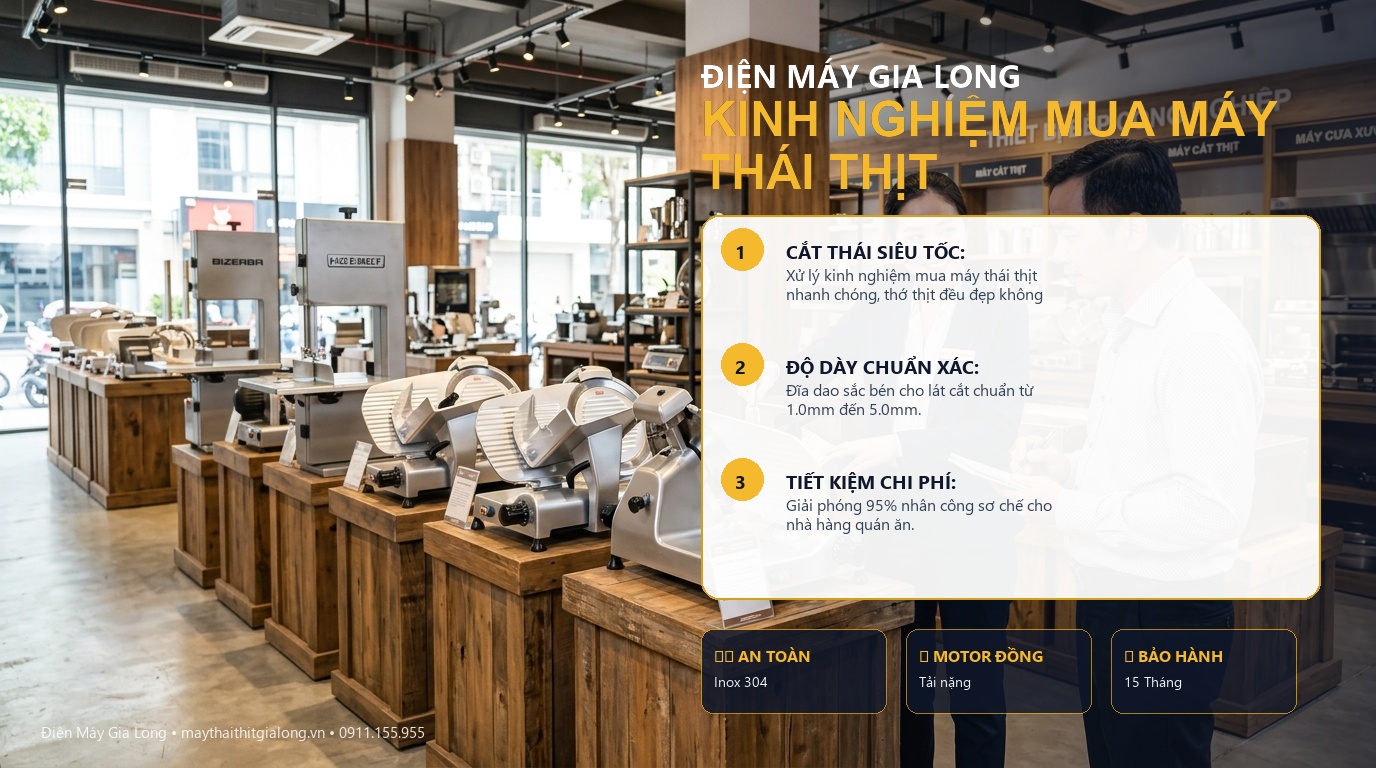 kinh nghiệm mua máy thái thịt chinh hang gia long