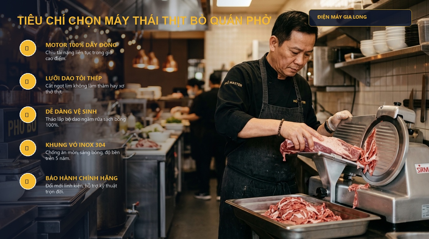 Tieu chi chon máy thái thịt bò quán phở
