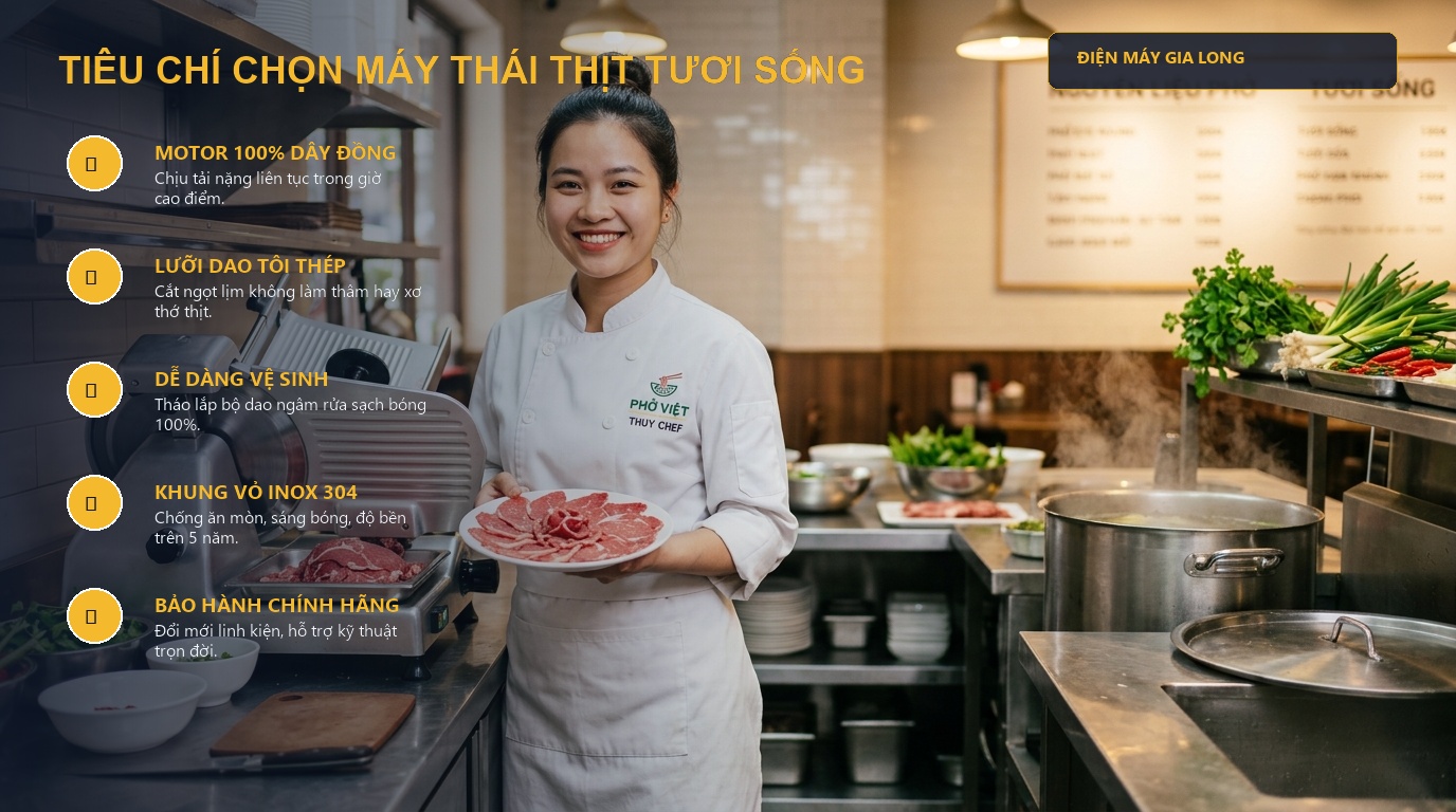 Tieu chi chon máy thái thịt tươi sống