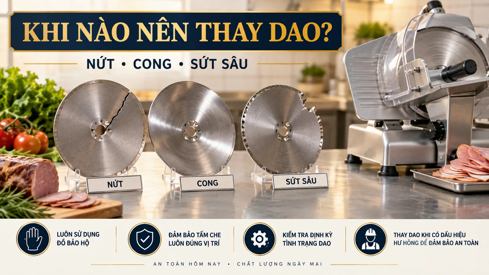 Cách Mài Lưỡi Dao Máy Thái Thịt Đúng Và An Toàn - checklist kiểm tra