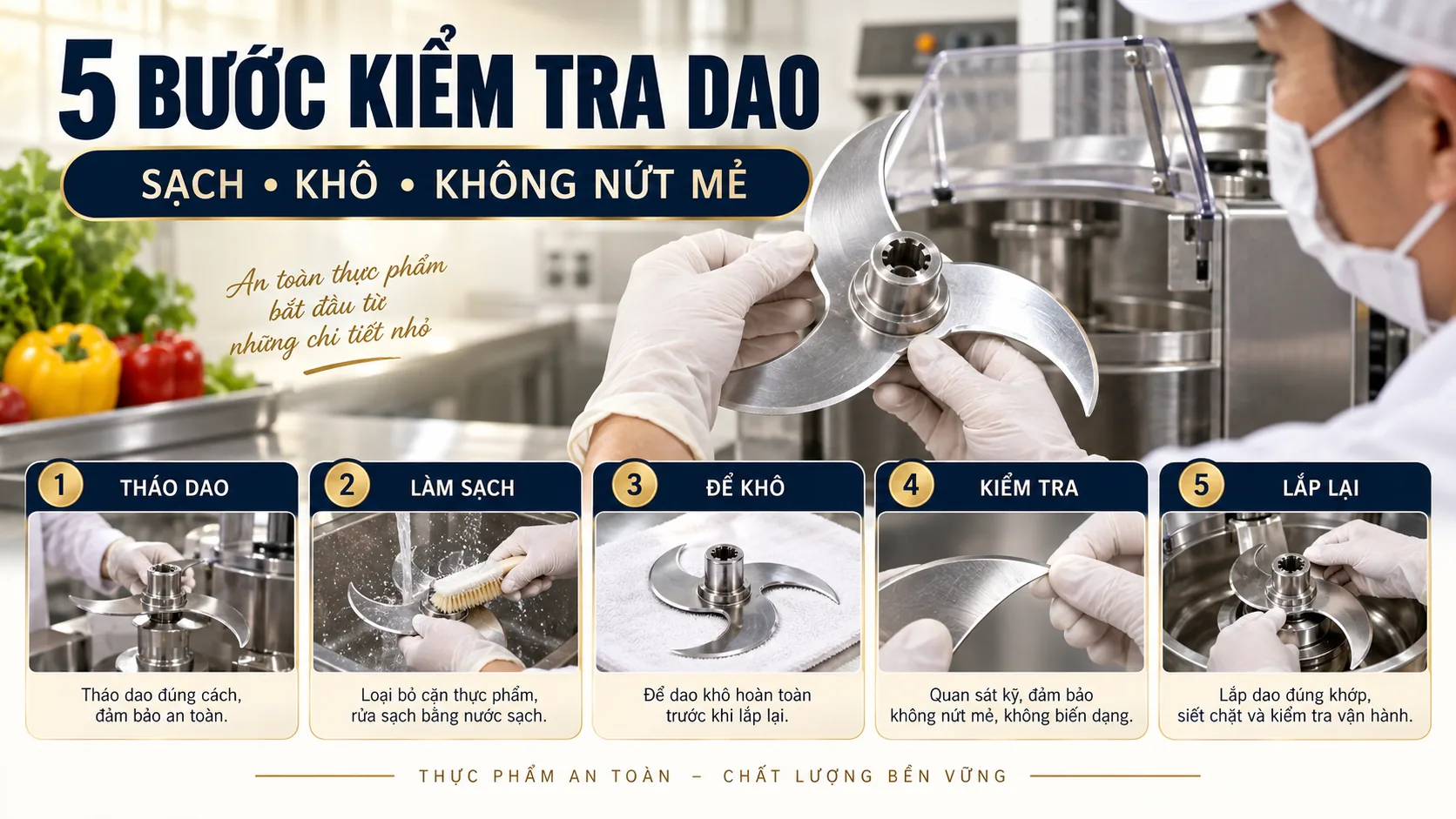 Cách Mài Lưỡi Dao Máy Thái Thịt Đúng Và An Toàn - quy trình