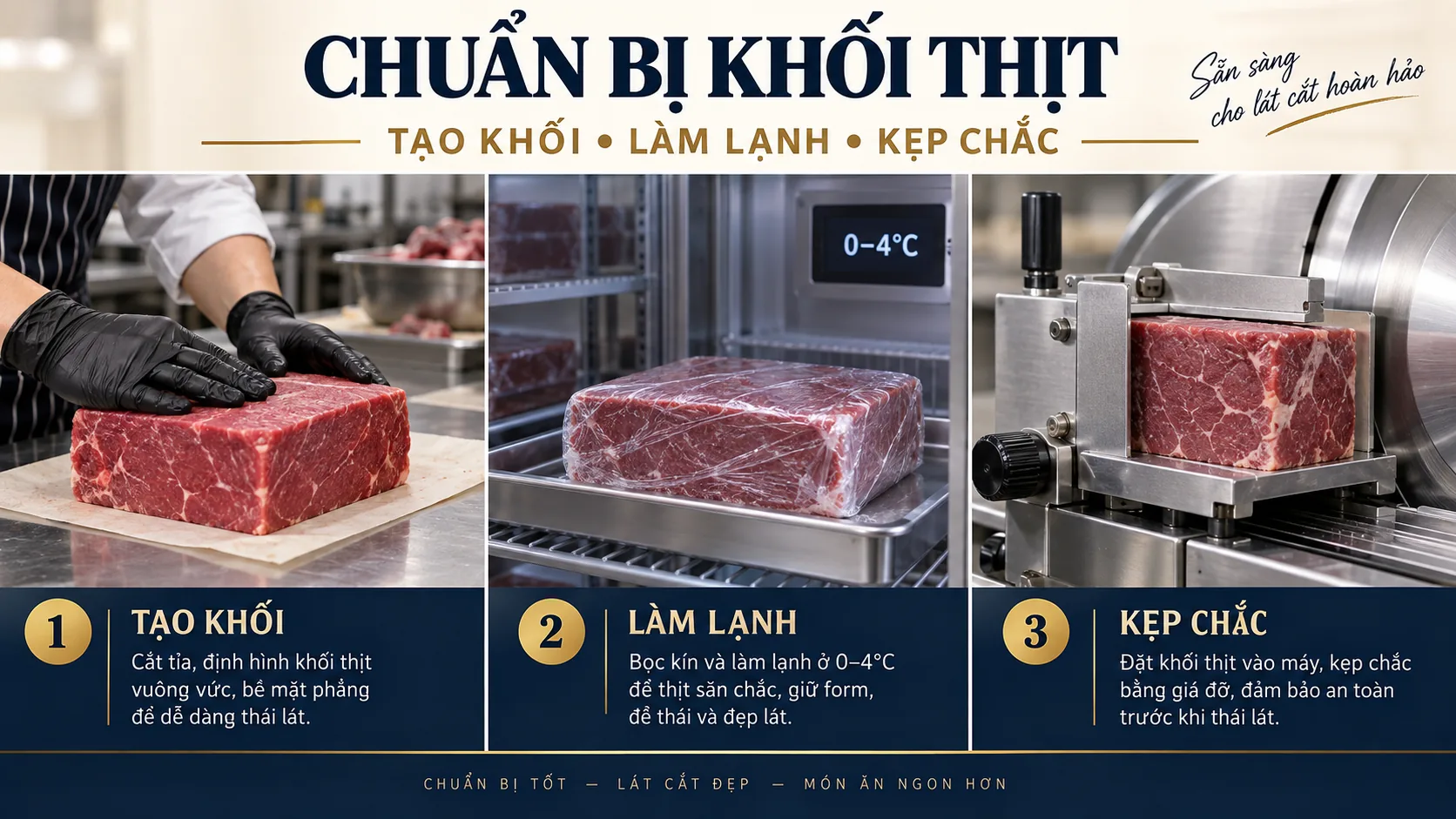 Máy Thái Thịt Cuộn Bò Nhúng Lẩu: Chọn Sao Cho Lát Mỏng Đẹp? - quy trình