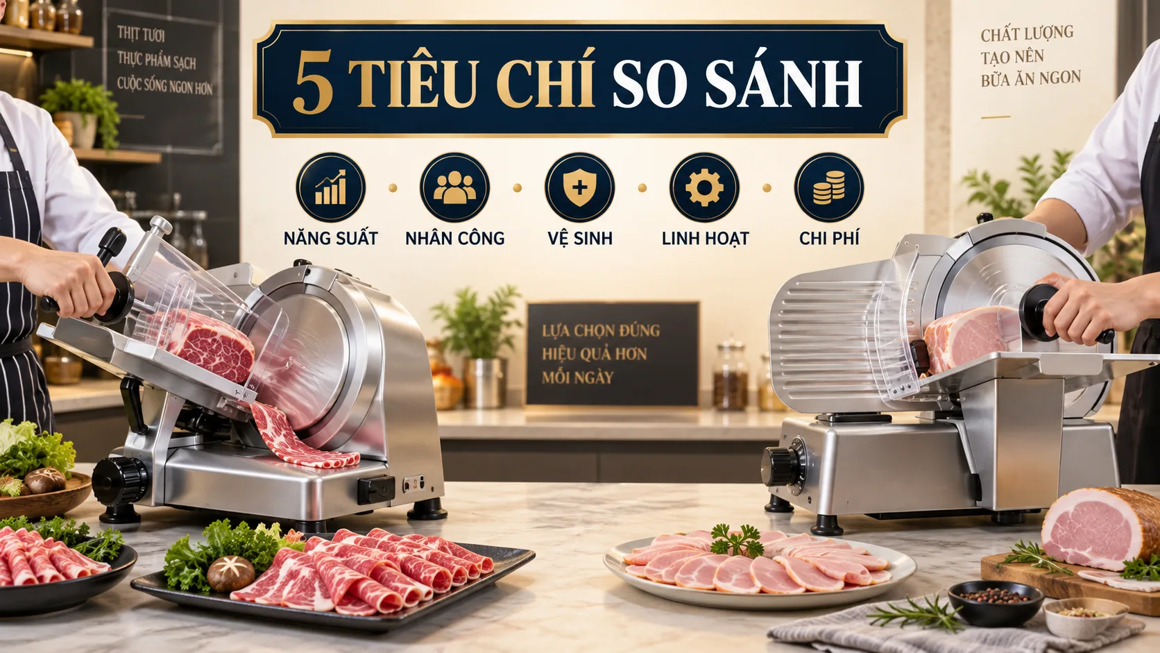 So Sánh Máy Thái Thịt Tự Động Và Bán Tự Động - quy trình