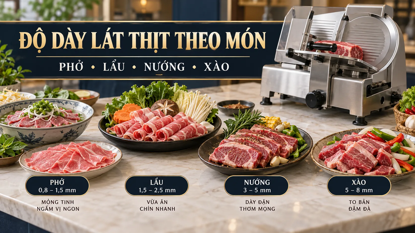 Tiêu Chuẩn Độ Dày Lát Cắt Thịt Theo Từng Món Ăn