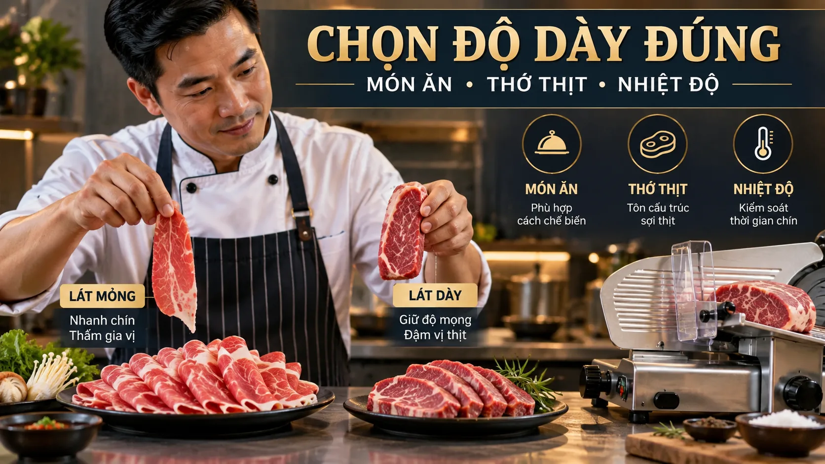 Tiêu Chuẩn Độ Dày Lát Cắt Thịt Theo Từng Món Ăn - quy trình